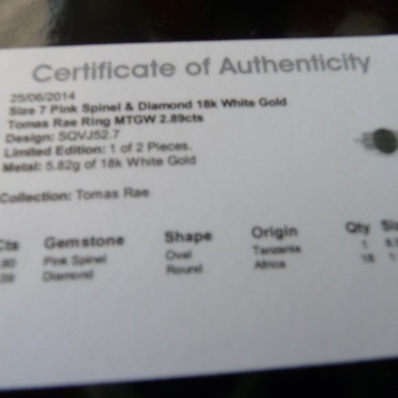 2.80ct PINK SPINEL .09 ct diamonds 18K white gold - Picture 8 of 10